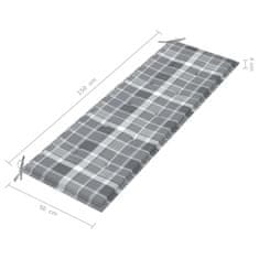 Vidaxl Záhradná lavička podložka so sivým kockovaným vzorom 150 cm tíkový masív