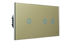 HEVOLTA Glasense sklenený 2-panel 1+ 2 tlačidlový, Champagnium Gold