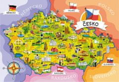 shumee Puzzle Mapa České republiky 120 dílků + 14 kvízů naučné 40x28cm v krabici