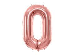 PartyDeco Fóliový balón Číslo 0 ružovo zlatý 86cm