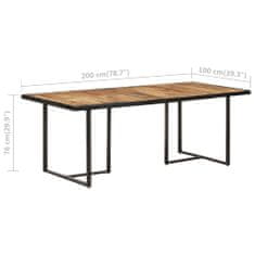 Vidaxl Jedálenský stôl 200 cm surové mangovníkové drevo