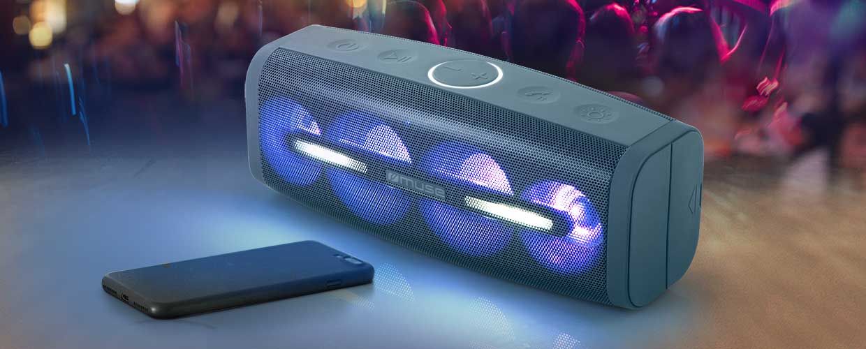  moderné reproduktor muse M-830DJ Bluetooth aux in vstup napájanie z elektrickej siete ľahko prenosný výborné audio vlastnosti celkový hudobný výkon 50 w IPX4 odolnosť vode nfc