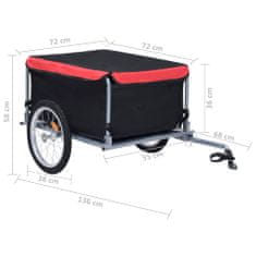 Vidaxl Nákladný vozík za bicykel čierno-červený 65 kg