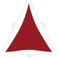 Vidaxl Tieniaca plachta oxfordská látka trojuholníková 5x6x6 m červená