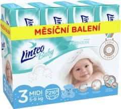 LINTEO Plienky Baby Prémium MIDI (5-9 kg) 216 ks