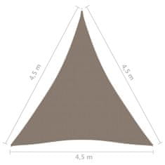 Vidaxl Tieniaca plachta oxfordská látka trojuholníková 4,5x4,5x4,5 m sivohnedá