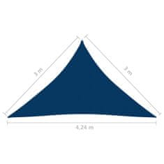 Vidaxl Tieniaca plachta oxfordská látka trojuholníková 3x3x4,24 m modrá