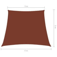 Vidaxl Tieniaca plachta, oxford, lichobežníková 3/4x3m, tehlovočervená