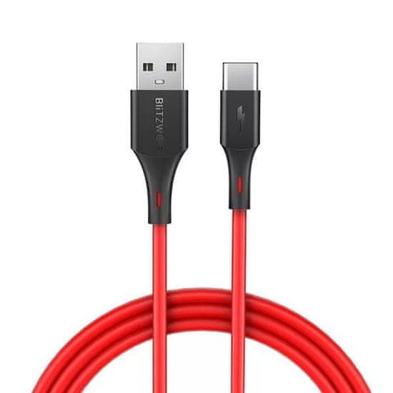 Blitzwolf BW-TC15 kábel USB / USB-C 3A 1.8m, červený