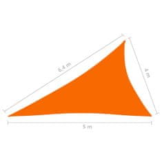 Vidaxl Tieniaca plachta oxfordská látka trojuholníková 4x5x6,4 m oranžová