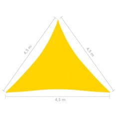 Vidaxl Tieniaca plachta oxfordská látka trojuholníková 4,5x4,5x4,5 m žltá