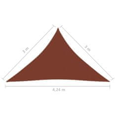 Vidaxl Tieniaca plachta oxfordská látka trojuholníková 3x3x4,24 m tehlová