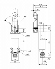 Tracon Electric Koncový spínač s bočnou pákovou kladkou 148,4x29x24,8mm