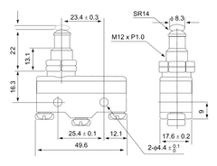 Tracon Electric Koncový spínač s kovovým čapom 50x20x18mm