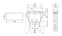 Tracon Electric Kolískový vypínač ON-OFF červený podsvetlený, 16A, 250V IP 40 Balenie: 5 ks