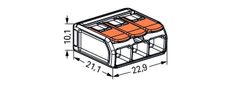 Wago Svorka bezskrutková s páčkou - 3 vodiče 18,7x8,3x18,6mm 10 ks