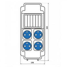 SEZ Zásuvková ROS 5/x-16 rozvodnica neistená 179,6x343x163mm