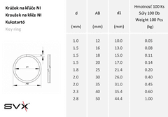 SVX Krúžok na kľúče poniklovaný 16mm 100 ks