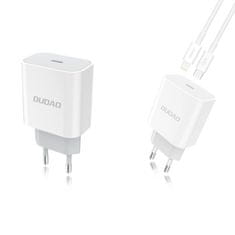 DUDAO A8EU sieťová nabíjačka USB-C PD 20W + kábel USB-C / Lightning 2.4A, biely