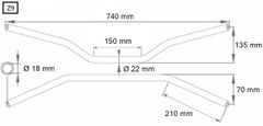 SEFIS Z9 univerzálny riadidlá 22mm čierna šírka 74cm