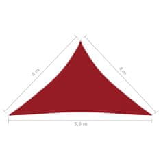 Vidaxl Tieniaca plachta oxfordská látka trojuholníková 4x4x5,8 m červená