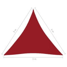 Vidaxl Tieniaca plachta oxfordská látka trojuholníková 3x3x3 m červená
