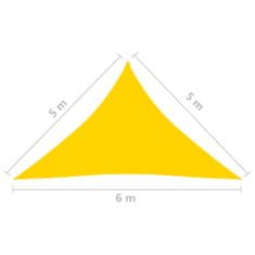 Vidaxl Tieniaca plachta oxfordská látka trojuholníková 5x5x6 m žltá