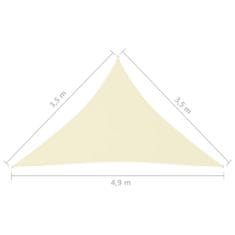 Vidaxl Tieniaca plachta oxfordská látka trojuholníková 3,5x3,5x4,9 m krémová