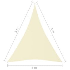 Vidaxl Tieniaca plachta oxfordská látka trojuholníková 4x5x5 m krémová