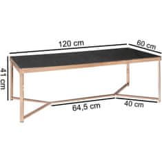 Bruxxi Konferenčný stolík Lola, 120 cm, čierna/medená