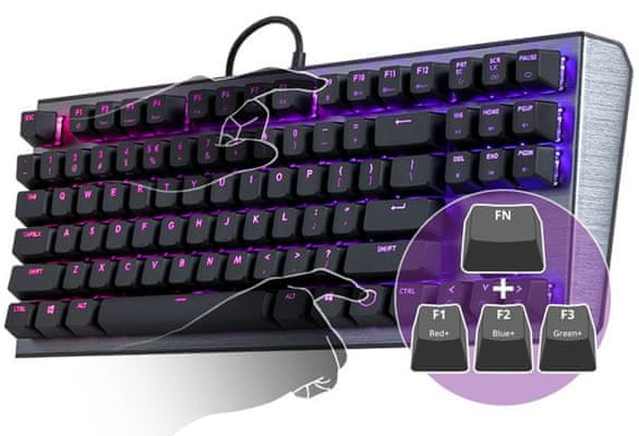 Cooler Master CK530 V2, Gateron Brown, US (CK530-GKTM1-US) systém On-the-Fly, RGB podsvietenie, N-key, 6-key Rollover, zámok pre kláves Windows