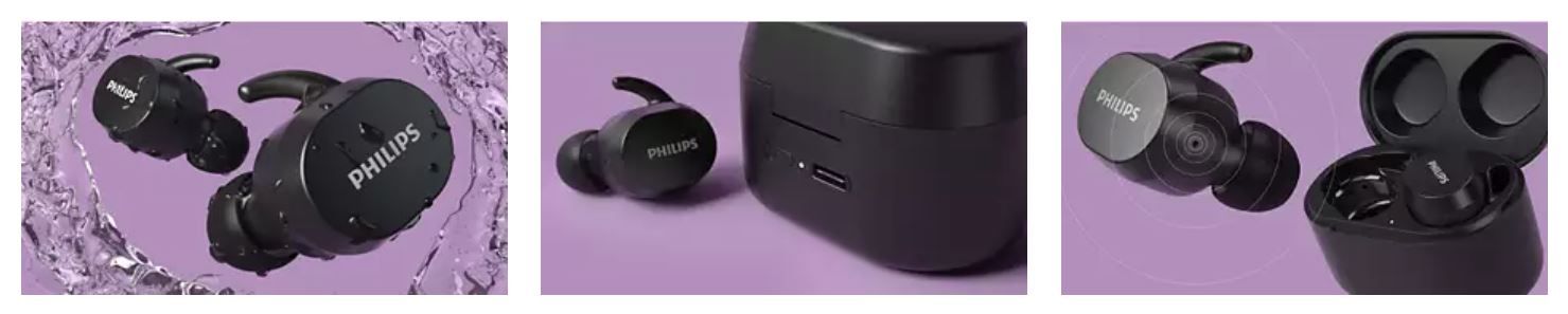  moderné Bluetooth slúchadlá philips tat3216 podpora hlasových asistentov odolné vode nabíjací box dlhá výdrž pohodlné v ušiach výkonné meniče dotykové ovládanie handsfree funkcie moderný dizajn 