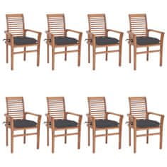 Vidaxl Jedálenské stoličky 8 ks antracitové sedáky tíkový masív