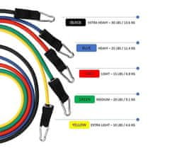 Netscroll 11-diely sada pre tréning s elastickými pásmi, tréningové gumy s rukoväťami, rôzne úrovne odporu, ideálne pre silový tréning, široké spektrum použitia, FitBands