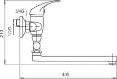 NOVASERVIS Metalia 55, vaňová paneláková batéria 150 mm, chrómová, 55072,0