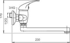 NOVASERVIS Metalia 55, umývadlová drezová batéria 100 mm, chrómová, 55077,0