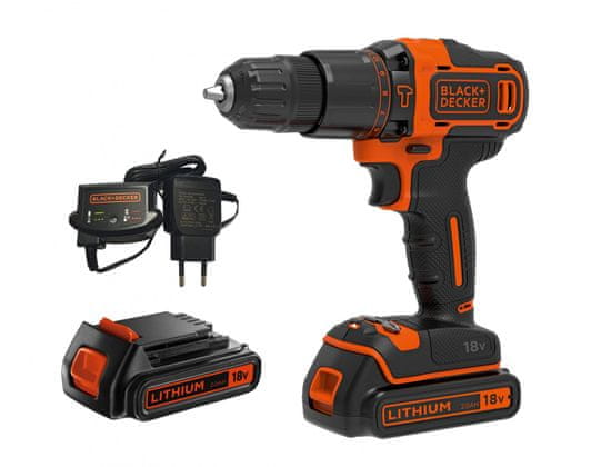 Black+Decker Aku príklepová vŕtačka BDCHD18K1B2-QW