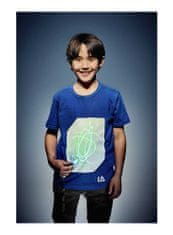 ILLUMINATED APPAREL Modré detské zábavné iluminačné tričko /zelená svietiaca plocha/ + laser pero