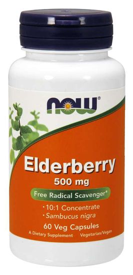 NOW Foods Elderberry (Bezinka), 500 mg, 60 rastlinných kapsúl