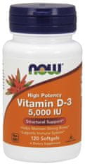 NOW Foods Vitamín D3, 5000 IU, 120 softgel kapsúl