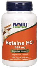 NOW Foods Betaine HCl, vegetariánsky, 648 mg, 120 rastlinných kapsúl