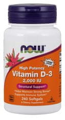 NOW Foods Vitamín D3, 2000 IU, 240 softgel kapsúl