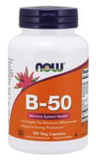 NOW Foods Vitamín B-50 Complex, 100 rastlinných kapsúl