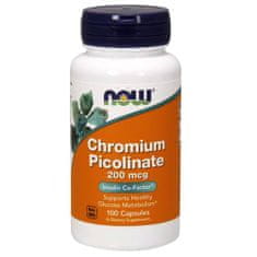 NOW Foods Chromium Picolinate, 200 mcg, 100 rastlinných kapsúl