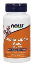 NOW Foods Alpha Lipoic Acid (Kyselina Alfa Lipoová), 250 mg, 60 rastlinných kapsúl