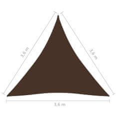 Vidaxl Tieniaca plachta oxfordská látka trojuholníková 3,6x3,6x3,6m hnedá