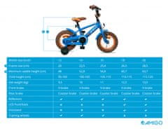Amigo Športový detský bicykel pre chlapcov, 12", modrý