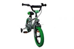 Športový detský bicykel pre chlapcov, 14", sivo/zelený