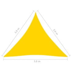 Vidaxl Tieniaca plachta oxfordská látka trojuholníková 3,6x3,6x3,6m žltá