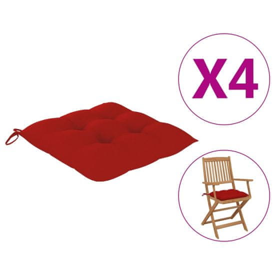 Vidaxl Podložky na stoličku 4 ks 40x40x7 cm, červené